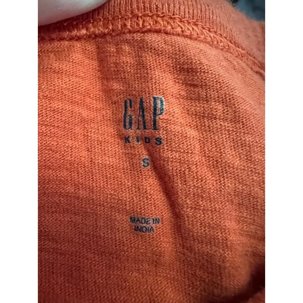 GAP Kids Boy's Tie Dye Lightweight T-Shirt Long Sleeve Orange/Navy Blue Size S